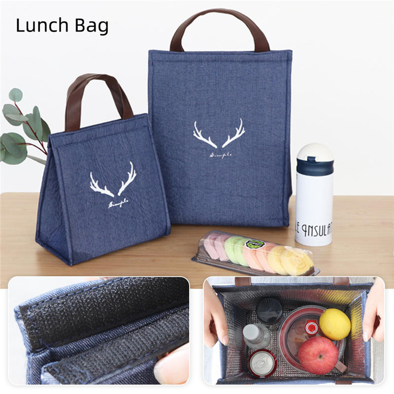 

Kitchen Lunch Bag Denim Thick Aluminum Foil Thermal Preservation Fresh Keep Bento Box Handheld For Office School Picnic Bag