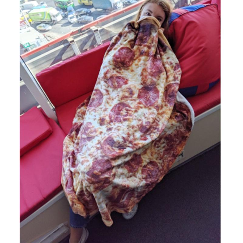 

Blankets Creations Pizza Donut Hamburger Wrap Blanket Crazy Funny Air Condition Round Perfectly Throw S/M/L