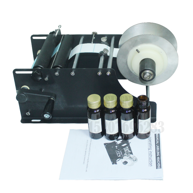 

Round bottle labelling machine label sticker manual bottle labeller hand held label applicator tool equipment FREESHIPPIN