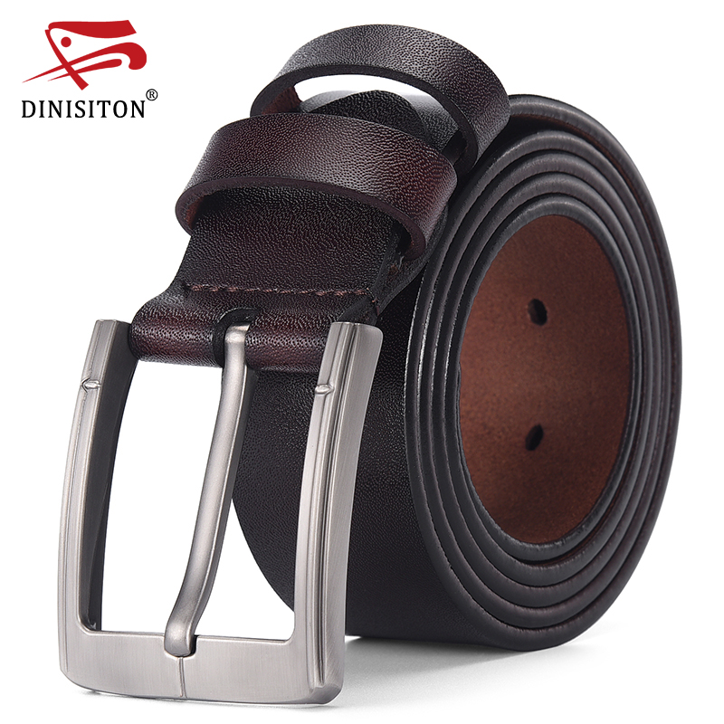 

DINISITON Genuine Leather Belt Men Luxury Designer Strap Brand Belts For Male Vintage High Quality Cowhide fashion Cummerbunds, Black
