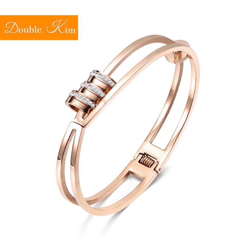 

Slim Waist Full Zircon Bracelet Sample Style Titanium Steel Material Gold Bracelet Inlaid Zircon Fashion Women Jewelry Gift