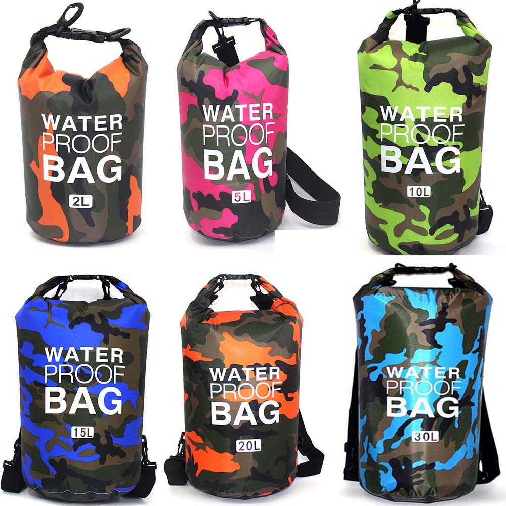 

Outdoor Camouflage Waterproof Dry Bag Portable Rafting Diving Dry Bag Sack PVC Swimming Bags for River Trekking 2/5/10/15/20/30L, Rose