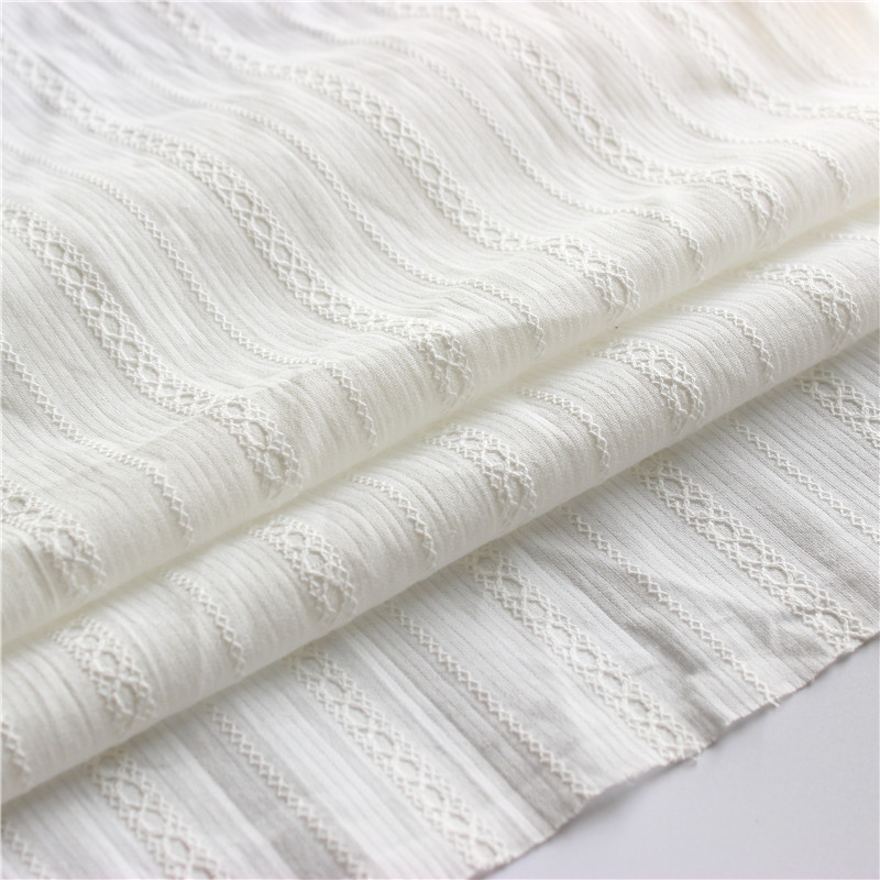 

White Cloth Cotton Jacquard Fabric Pastoral Small Fresh Shirt Skirt Fabric Wear DF01