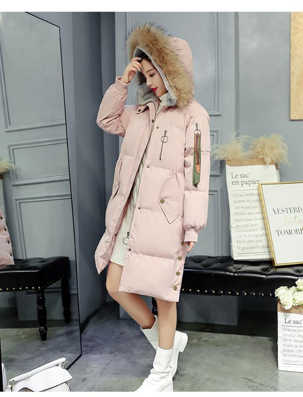 

Winter Jacket Women Down cotton Padded Jacket 2020 New Korean Print Long Hooded Natural Fur Coats Female Parkas Outwear LX2310, Beige