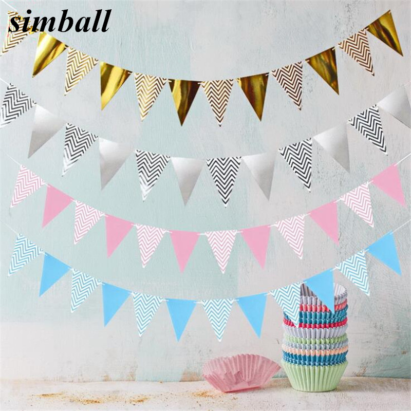 

5M Wavy Banner Paper Flag Party Garland Decoration Banner Bunting Wedding Event Birthday Party Decorations Kids Supplies