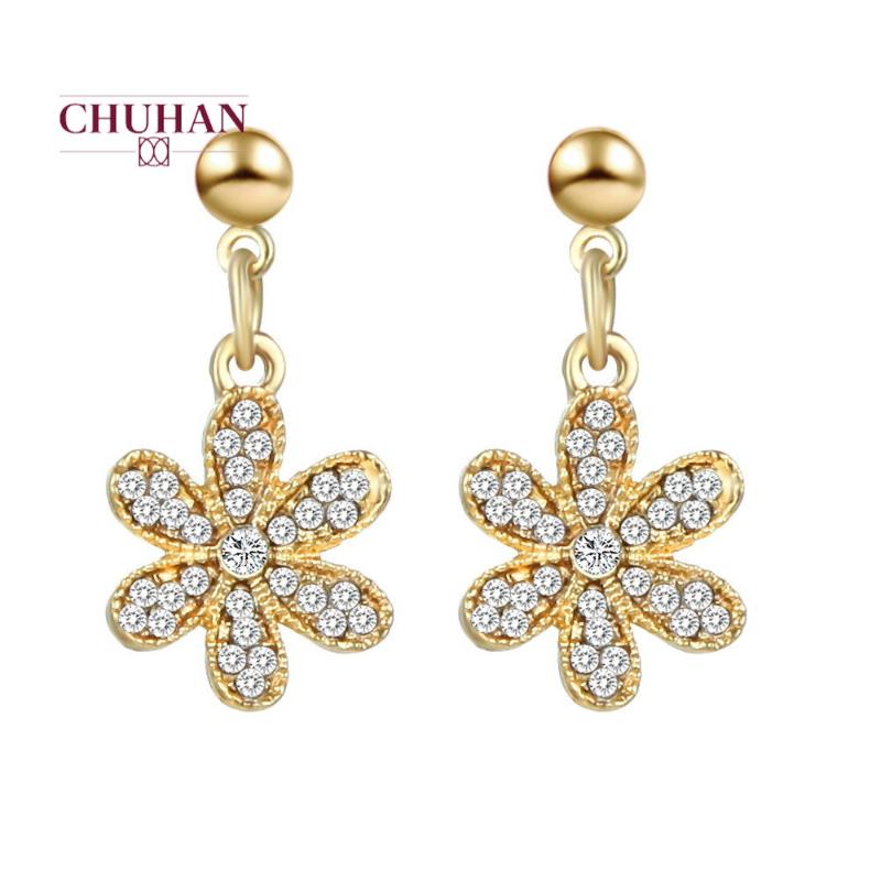 

Dangle & Chandelier CHUHAN Korean Fashion Luxury Crystal Gold Silvery Earrings For Women Wedding Engagement Elegant Jewelry J86