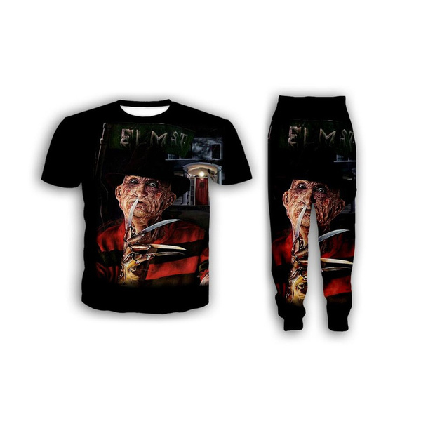 

New Fashion Women/Mens A Nightmare on Elm Street Freddy Krueger Funny 3d Print T-Shirt + Jogger Pants Casusal Tracksuit Sets S27, The colors on the picture