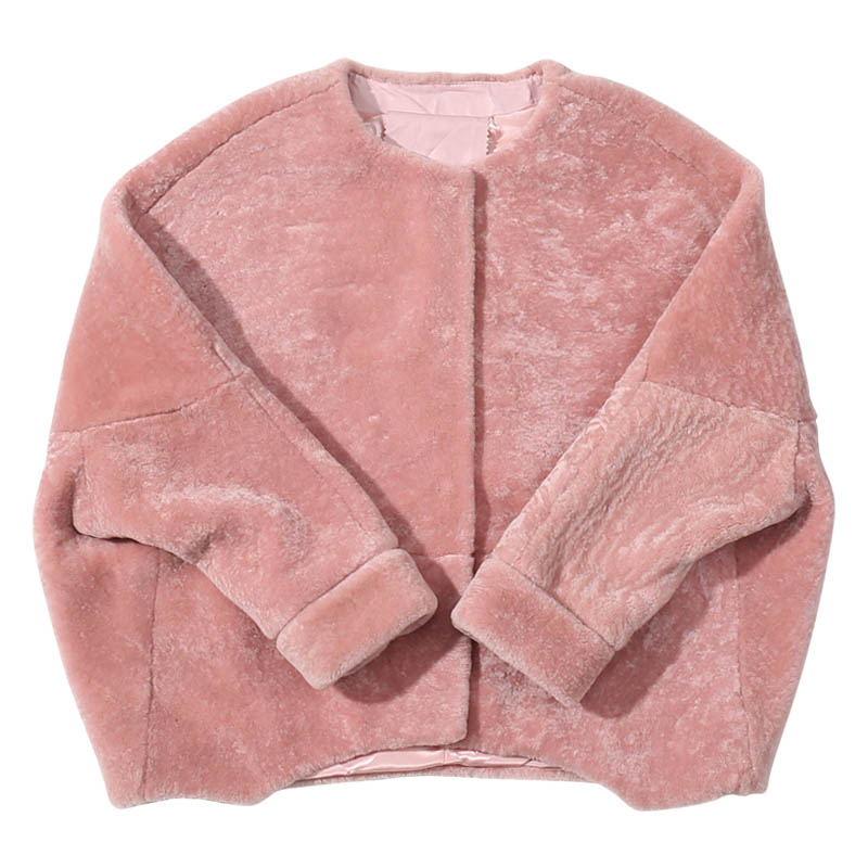 

Genuine Leather Women' Jacket With Sheepskin Casual Fashion Sheepskin Women' Warm Thich Suede Short coat, Black