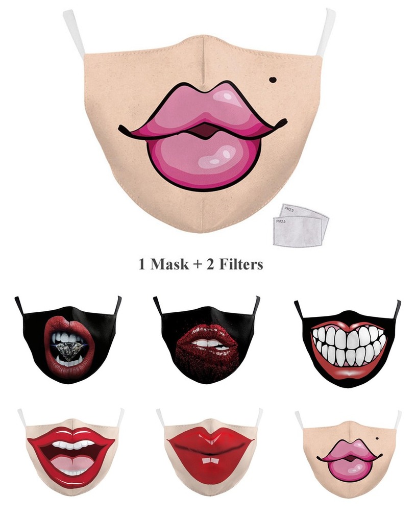 

3D Printing Washable Face Mask Anti Dust PM2.5 Cotton Face Mouth Mask Face Reusable Fashion Mouth Mask With 2pcs PM2.5 Filters