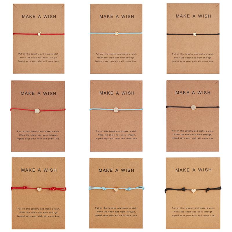 

Tiny Love Heart Lucky Bracelet Red Black Color Rope Bracelet Adjustable Simple Gift Star Butterfly Crown Cross