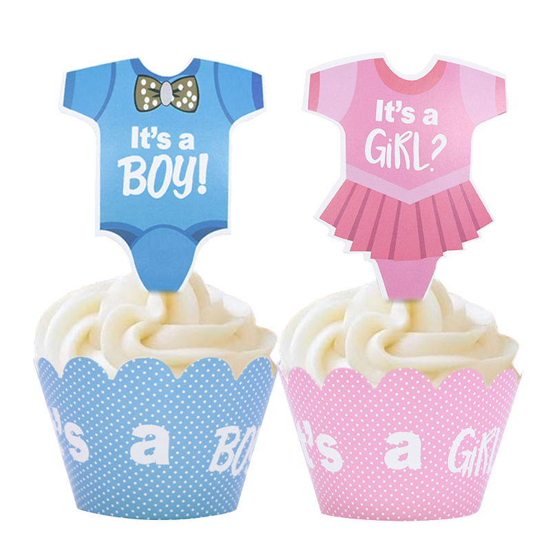 

24pcs Blue/pink Cupcake Wrapper Muffin Cake Paper Cups Case For Wedding Birthday Cake Decoration Baby Shower Party Supplies