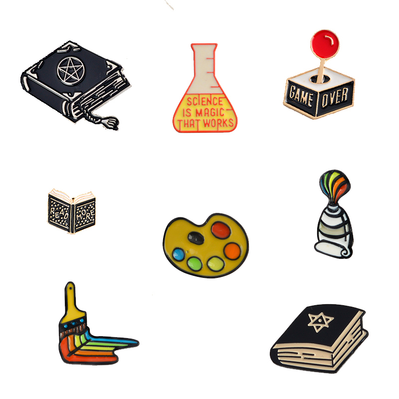 

Back To School The Youth Memorial Childhood Memory Souvenir Cartoon Book Machine Art Enamel Pin Backpack Shirt Accessories