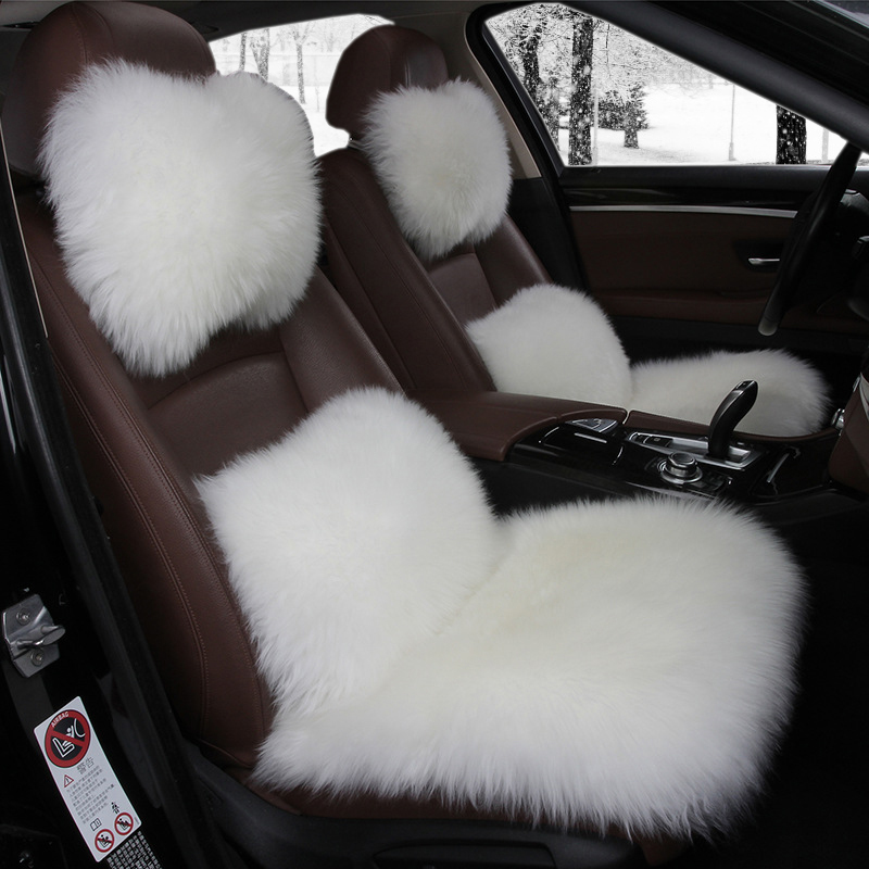 

AUTOYOUTH Car Seat Cover with Australian Pure Wool Car Seat Cushion Sheep Winter Warm Plush with Headrest, Back Holder