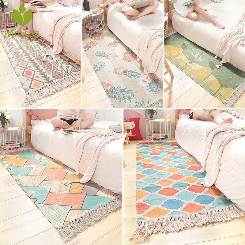 

Soft Cotton Delicate Bedroom Carpets For Living Room Kid Room Table Rugs Home Carpet Floor Door Mat Decorate House Area Rug Mats