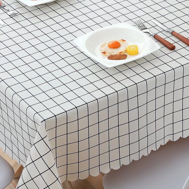 

PVC Tablecloth Table Cover Protector Desk Pad Soft Glass Dining Insulation Tablecloth Plaid Printing Top Table Cloth Plastic Mat, Afternoon