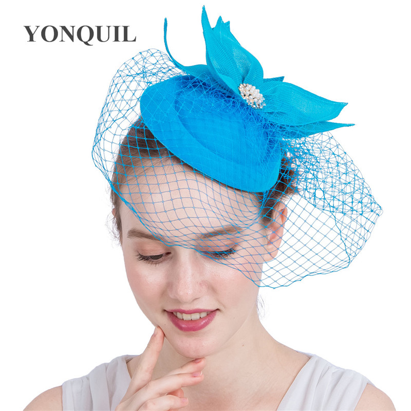 

19 Colors available bridal veils fascinators hat birdcage veil accessories headband elegant women ladies party show church derby hats SYF131