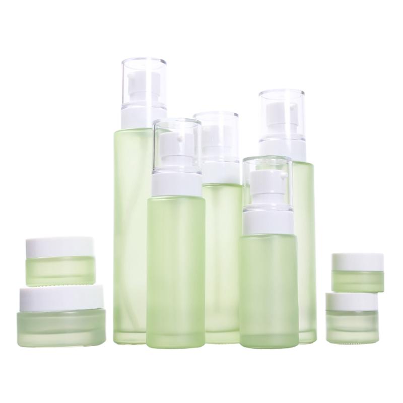 

40ml Mist Spray Pump Bottle,Green Frosted Glass Bottle of Cream