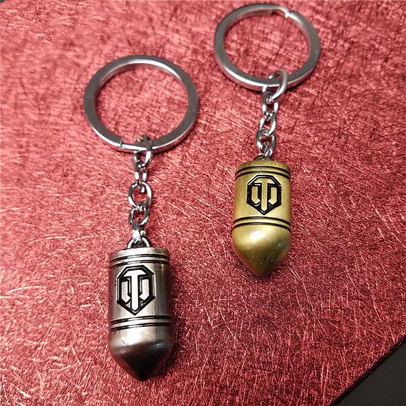 

Hot World of Tanks Keychain WOT Solid keyring Zinc Alloy Metal 2 Colors KeyChains WOT Holder For Car Pendant Game fans