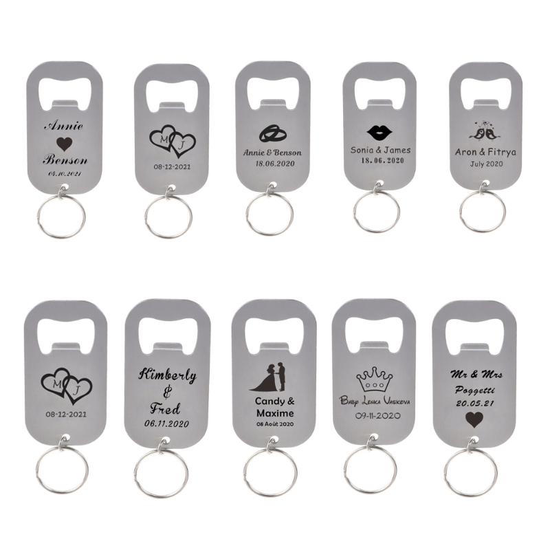 

10 Pcs Personalized Bottle Openers Metal Keychain Wedding Gift Party Favor New Year Gift Christmas Baby Shower Custom Make