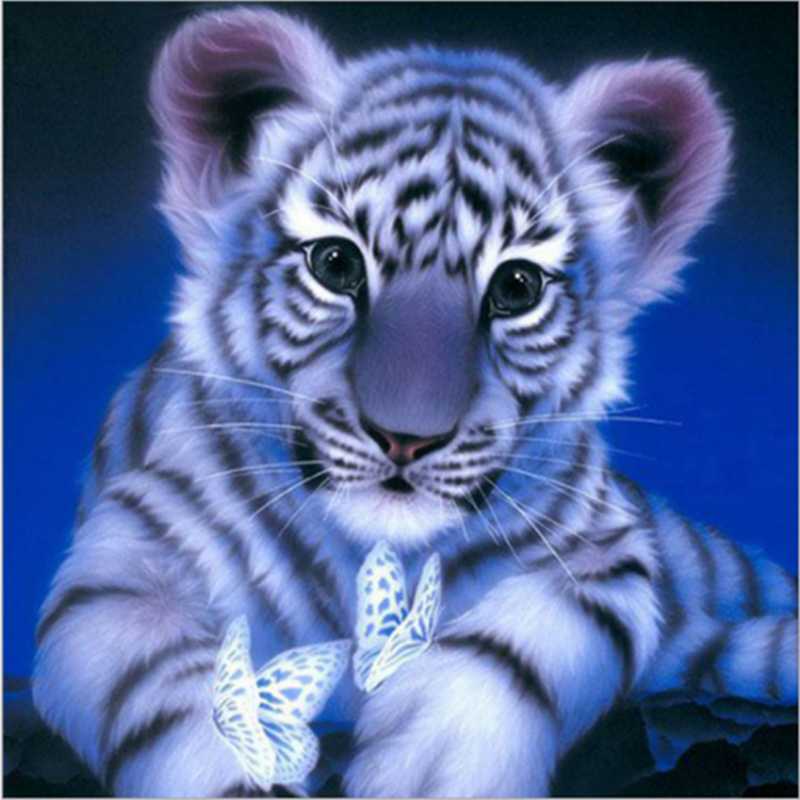

Tiger 5D Diamond Painting Cross Stitch Animal Diamond Embroidery Wall Sticker Decoration