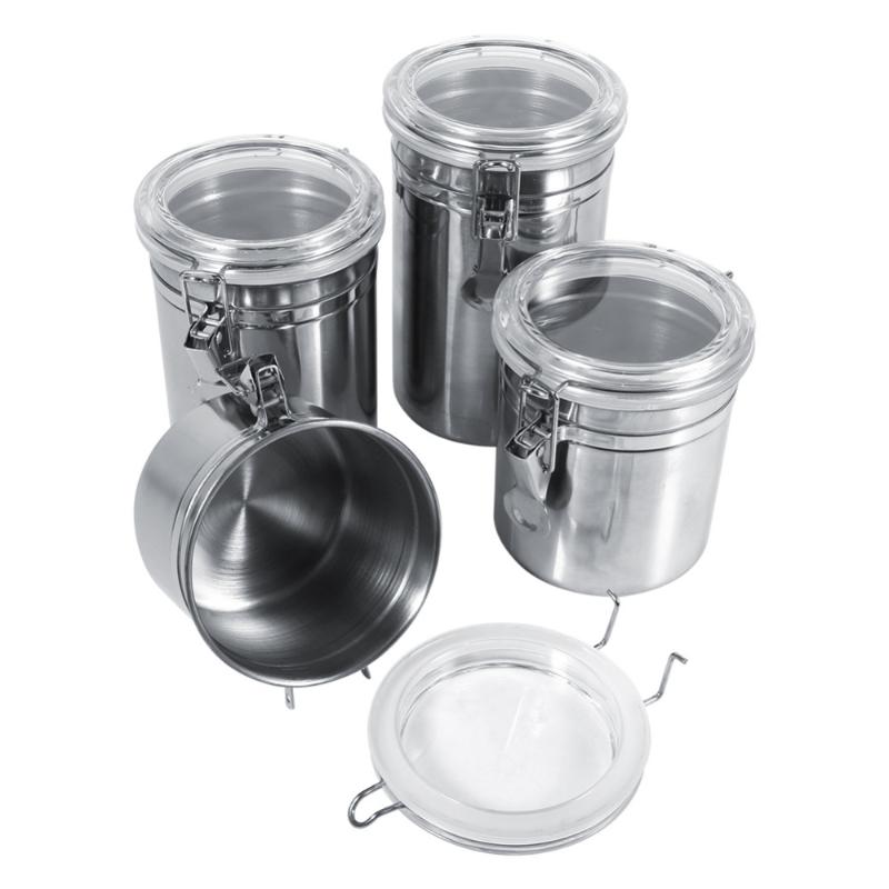 

4 Sizes Stainless Steel Storage Container Bottle Sugar Coffee Beans Canister For Kitchen Container Box