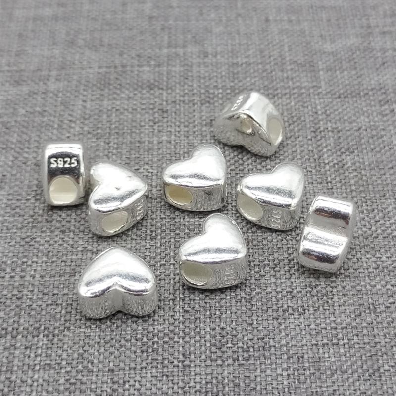 

8pcs of 925 Sterling Silver Shiny Plain Love Heart Beads for Bracelet Necklace