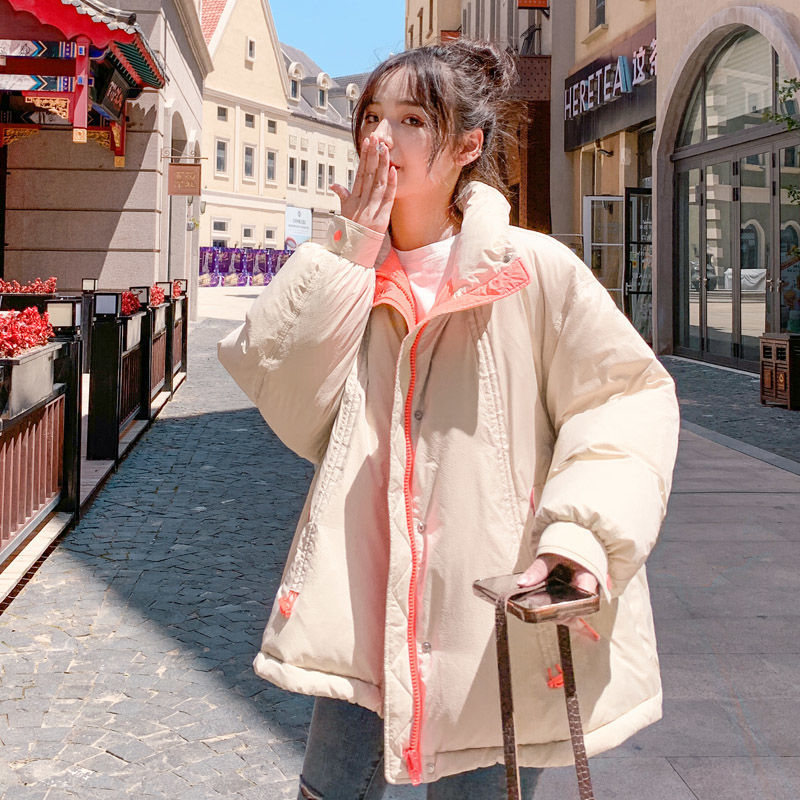 

2020 Women Winter Snow Wear Coat Female Stand Collar Oversize Jacket Korean Cotton Padded Overcoat Long-sleeve Warm Parkas P24, Niu yoo guo