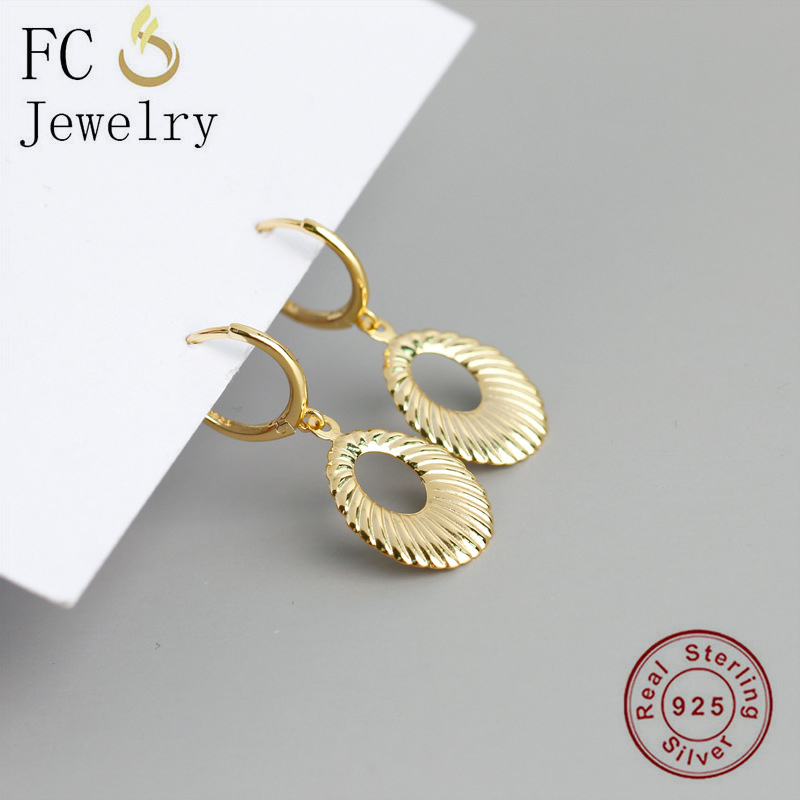 

FC Jewelry Authentic 925 Silver Gold Color Bohemian Opal Shape Sea Shell Hoop Earring For Women Ear Piercing Pendientes 2020 New