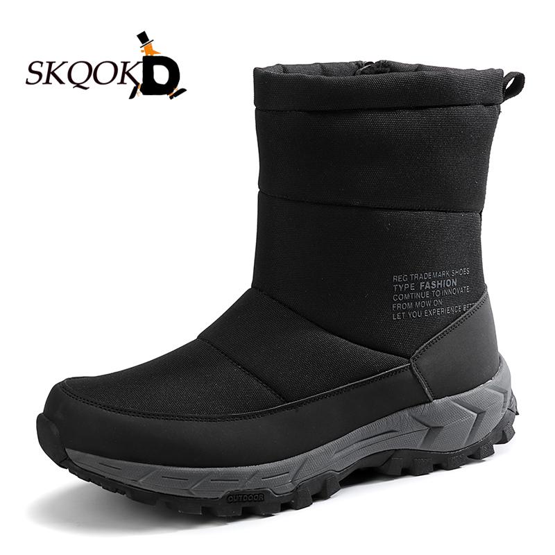 

Men High Top Winter Shoes Slip On Side Zipper 2020 Zaparillas De Hombre Snow Boot Winter Lightweight Oxford Fabric Non-Slip Sole, Black