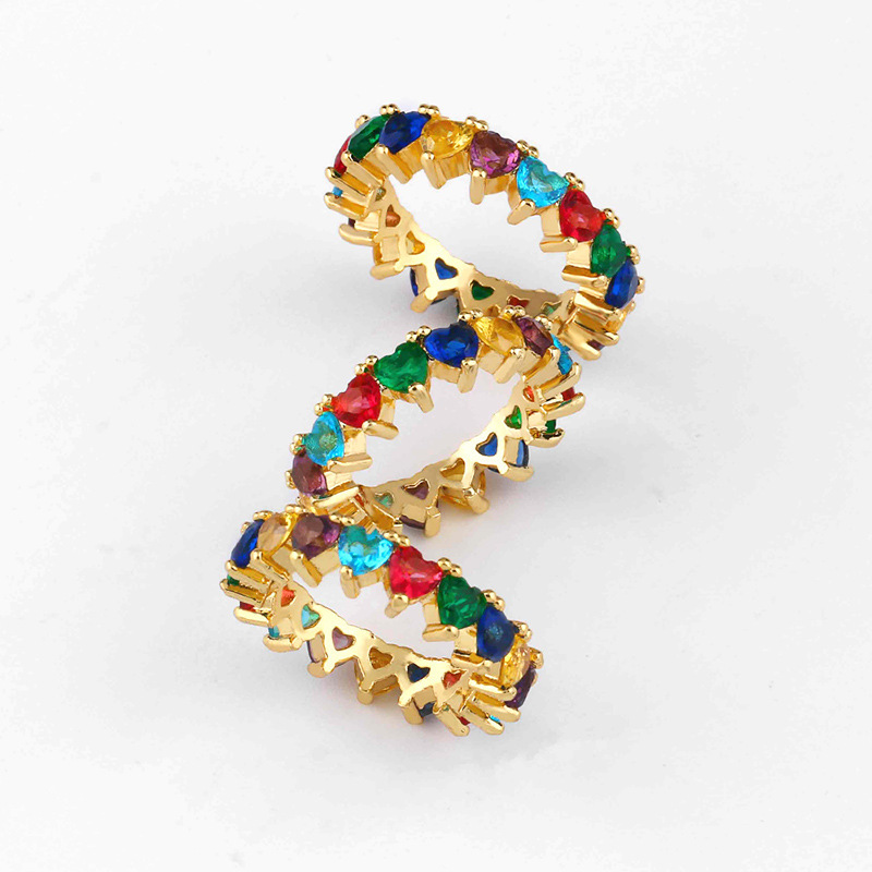 

AVEBIEN jewelry 2020 irregular inlaid Color cubic zirconia rainbow engagement ring Western style CZ rings for women