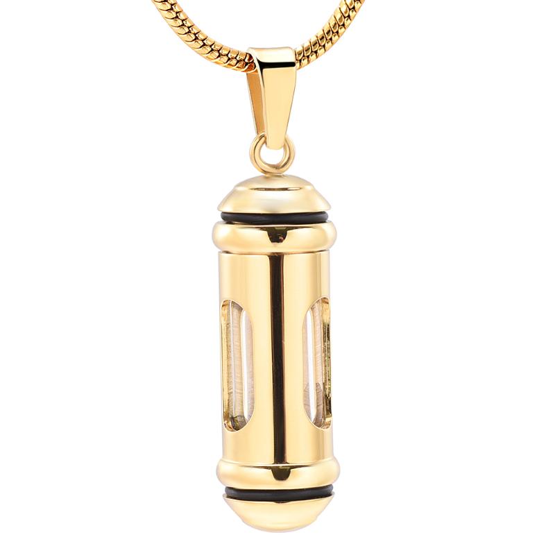 

Stainless Steel Memorial Urn Necklace For Cremation Pendant Glass keepsake ashes jewelry To Hold Ashes - Time Cylinder