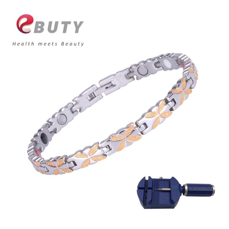 

EBUTY Flower Bracelet Magnet Energy FIR Therapy Jewelry Fashion Negative IONS Bracelets Best Gift with Box