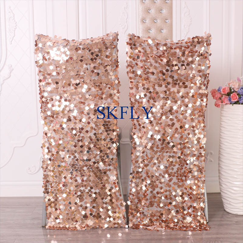 

Chair Covers CH004SD Unique Nice 2021 Elegant Wedding Beaded Large Square Rose Gold Sequin Cover