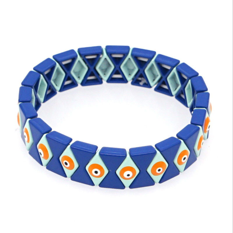 

Eye Enamel Stretch Bracelets For Women Stacking Casual Bracelet Spray Paint Rainbow Tile Beads Bracelet Jewelry Multicolor