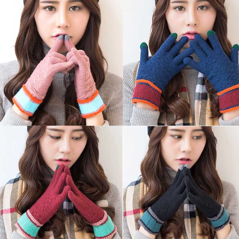 

THEFOUND New Fleece ThickeningTouch Screen Couple Lovers Gloves Winter Warm Mittens