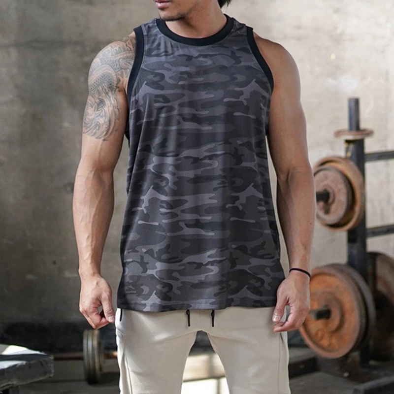 

Camouflage Tank Tops Sports Fitness Sleeveless Tee Tops Baselayers Muscle Shirts For Running,Workout,Gym,Training Men Vest, White