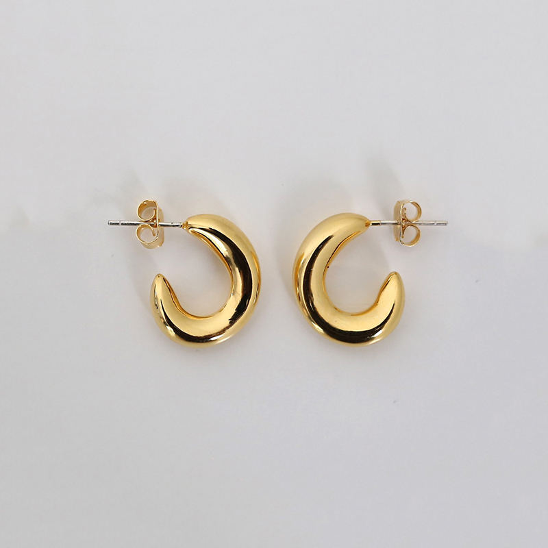 

Hoop & Huggie Peri'sBox Gold Silver Color C Shape Small Earrings Irregular Geometric For Women Minimalist Hoops Trendy