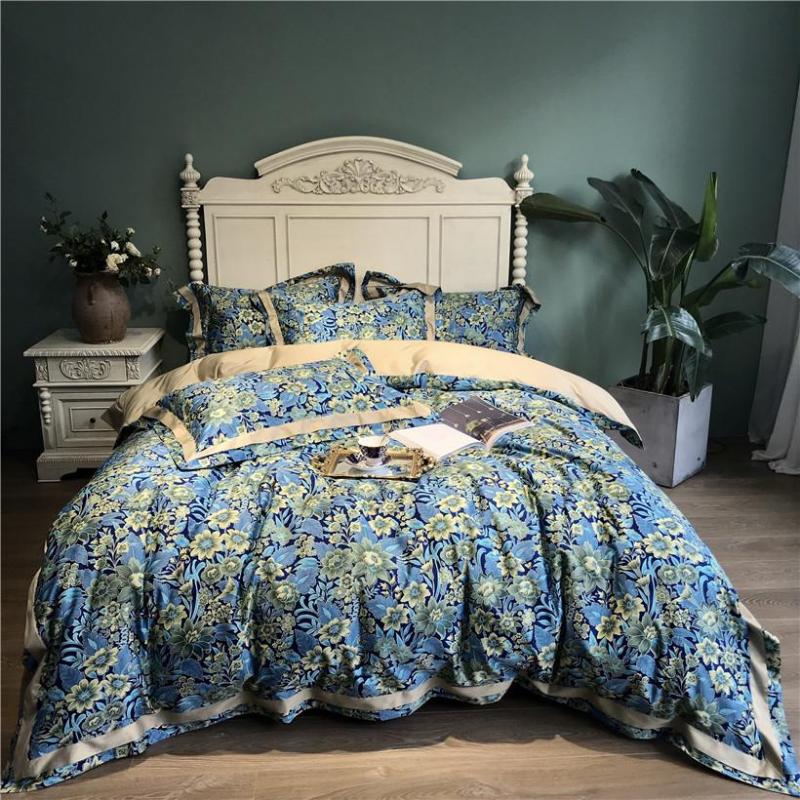 

Bedding Sets 42 600TC Cotton King Queen Size Set Luxury Duvet Cover Bed Sheets/Fitted Sheet Parure De Lit Ropa Cama, Bedding set 9