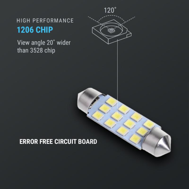 

20PCS High Quality Super White 6000K T10 31mm 42mm LED Interior Reading Light License Plate Lamp, As pic