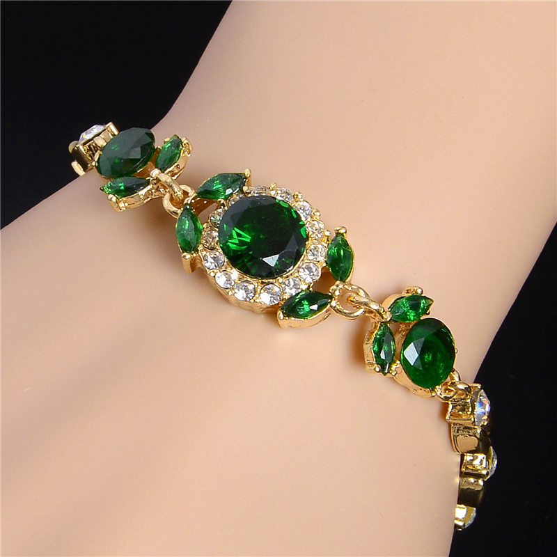 

SHUANGR Trendy Water Drop Bracelet Love Flower Crystal Bracelet Gold Color Jewelry Gift for Women Girlfriend Lovers Party Gift