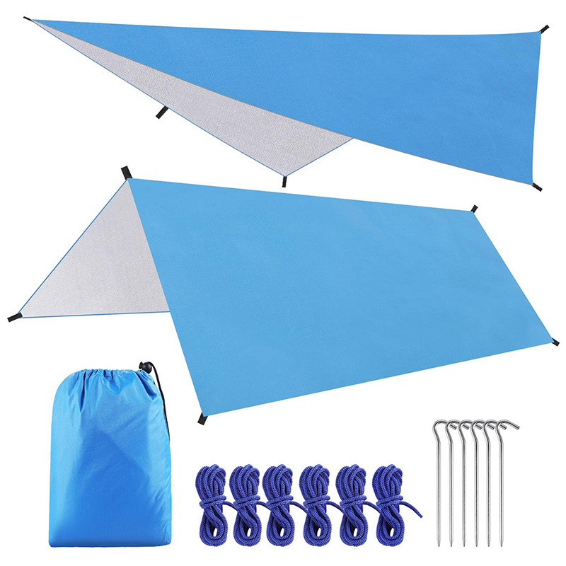 

3x3m Ultralight Tarp Outdoor Garden Camping Hammock Sun Shelter Silver Coating Waterproof Sun Beach Tent Camping equipment