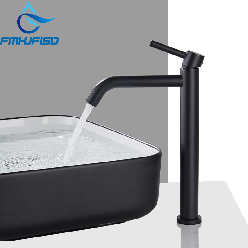 

Luxury Modern Matte Black White Color Chrome Bathroom Basin Faucet Tall Countertop Vanity Sink Mixer Tap