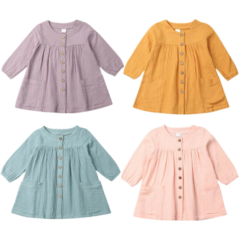 

Autumn Toddler Baby Girl Button Tutu Party Pageant Casual Dress Wedding Dress