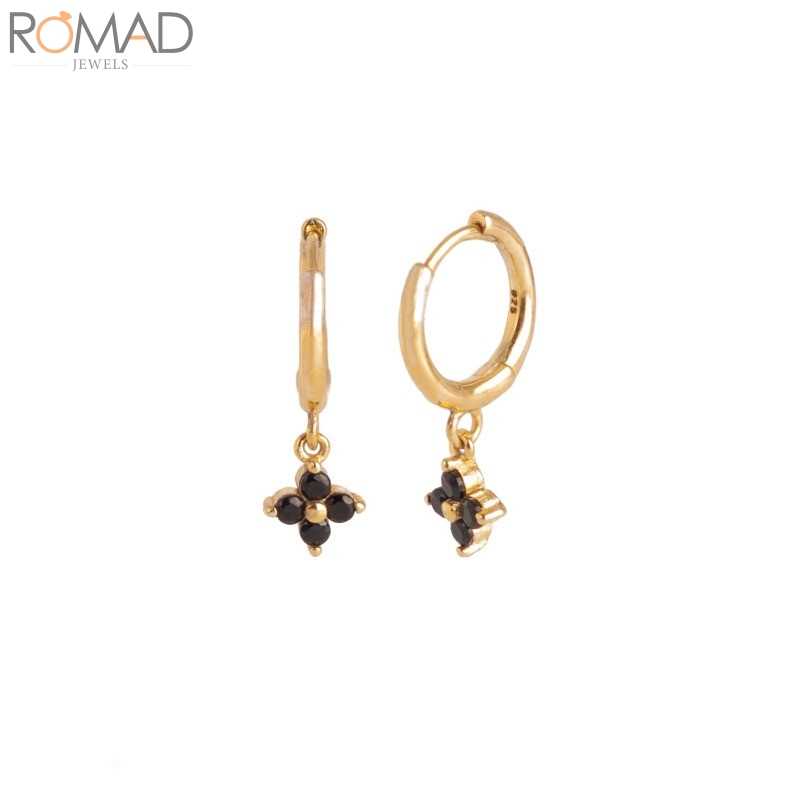 

ROMAD 925 Sterling Silver Hoop Earrings For Women Snowflake Black Zircon Earring Hoops Earings Luxury S925 Jewelry Pendientes