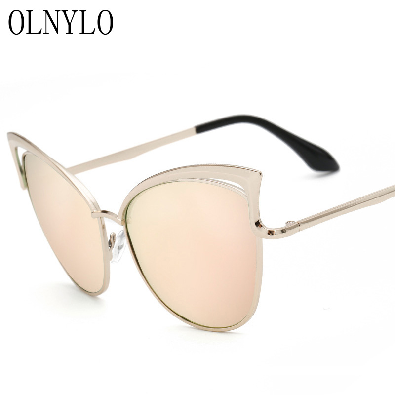 

New Women Frmale cateye Fashion Brand designer Driving Black Sunglasses Sexy Lady Vintage Metal Sun Glasses UV400