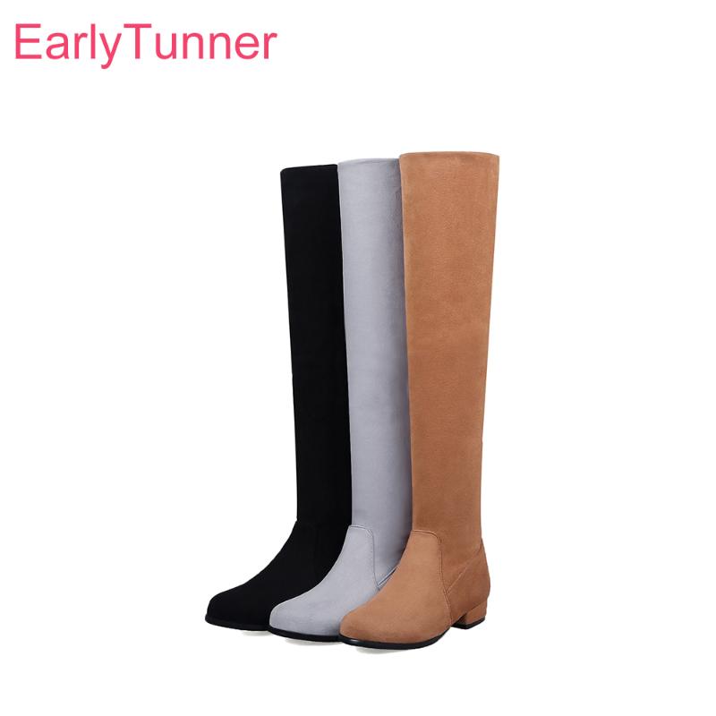 

Brand New Winter Black Yellow Women Thigh High Riding Boots Sexy Med Heels Lady Casual Shoes EP20 Plus Big Size 10 33 45 52