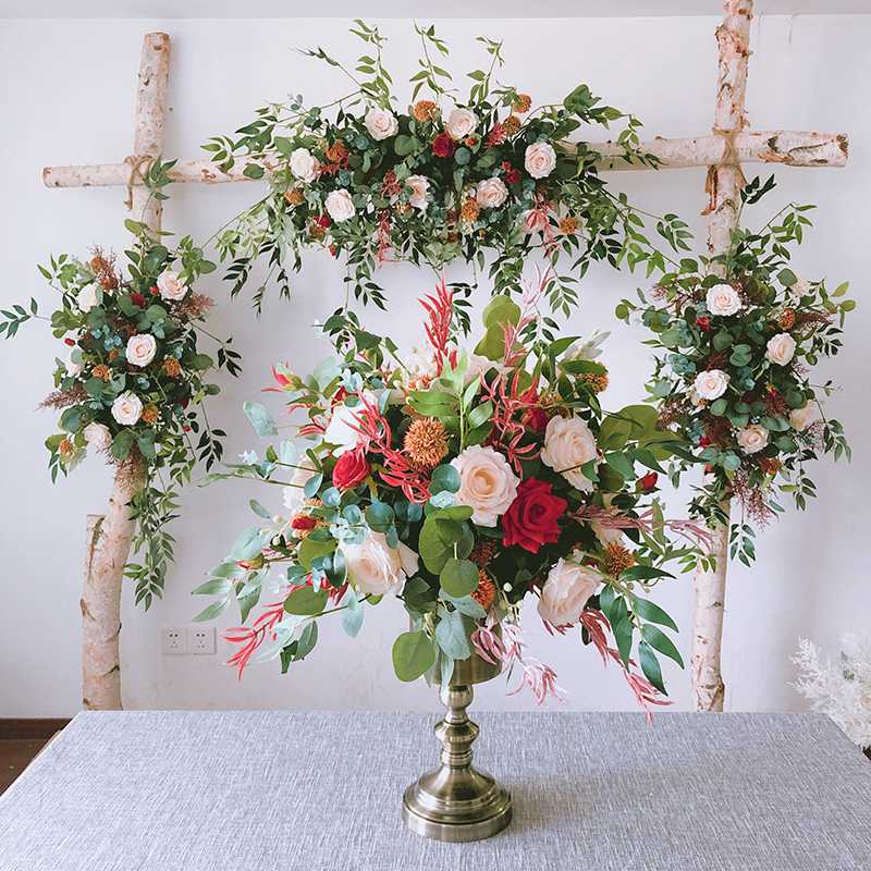 

Wedding home party stage artificial silk fake flowers arch floral swag centerpiece decoration photography backdrop floral, Flower b