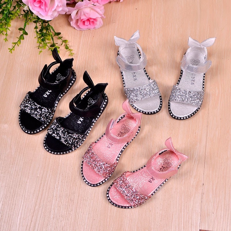 

DEAT 2020 New Summer Fashion Casual Solid Color Anti-skid Soft Bottom Little Girl Hollow Out Sandals Princess Shoes SE628, Black