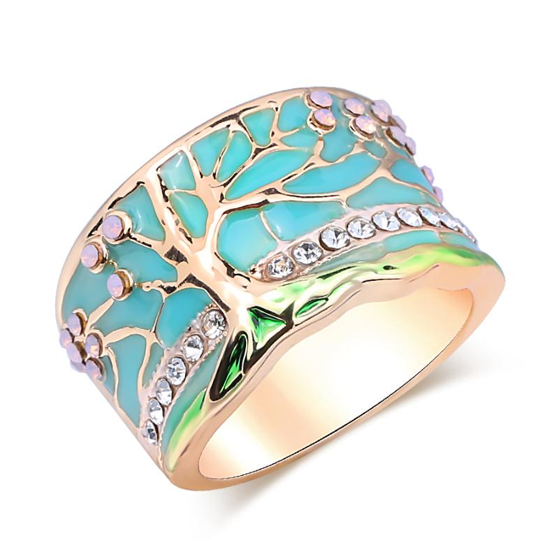 

New Arrival Bohemia Ring Light Blue Resin Tree Design Vintage Unique Rings For Women Boho Jewelry