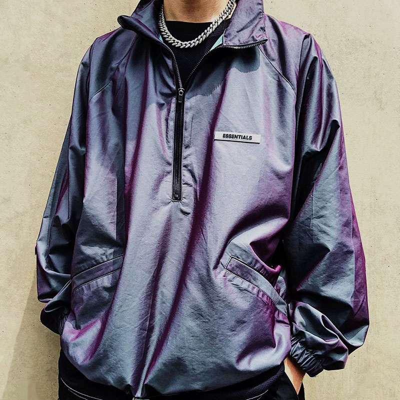 

fear of god jacket essentials zip outwear fog laser nylon 3M reflection man jackets zipper Jerry Kanye windbreaker sportswear tracksuits, Black